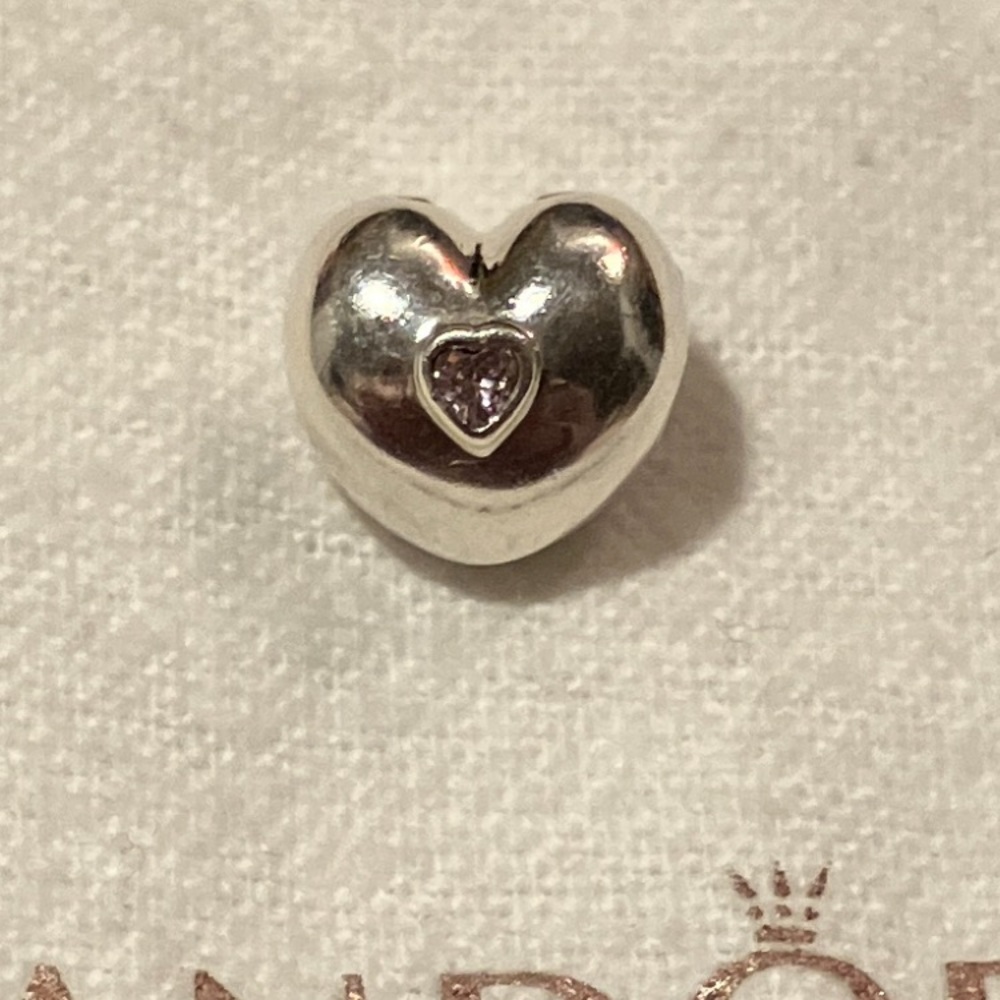 Pandora Heart Clip With Pink CZ In Middle-OBO
